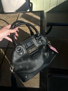 Juicy Couture Black Logo Dome Purse with Silver Hardware/Matching Wallet